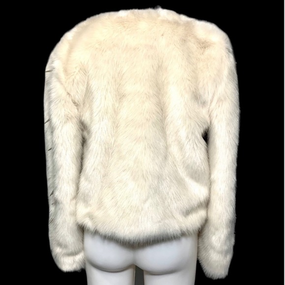 UNIF Creature Metal Spikes Medium Faux Fur White Ivory Coat Lined Jacket - Picture 5 of 11